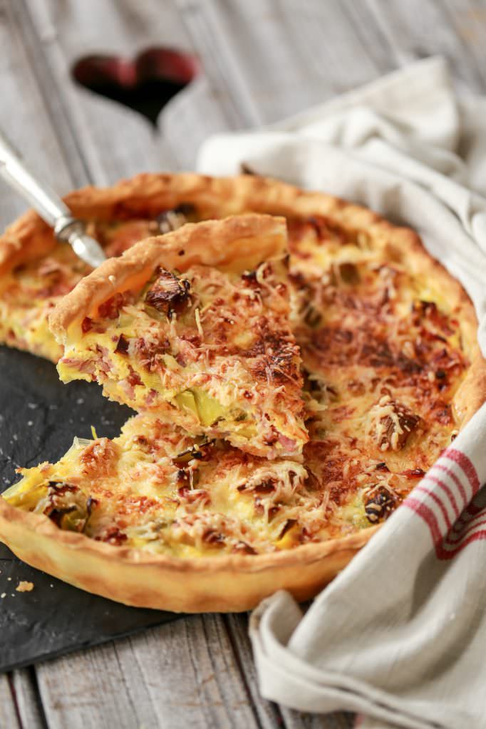 Tarte aux poireaux et aux lardons