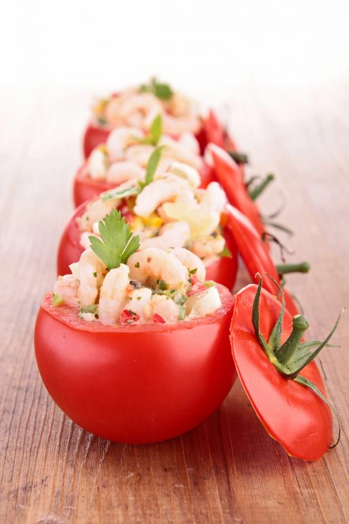 Petites tomates farcies aux crevettes
