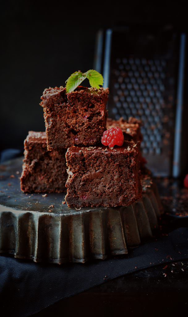 Brownie chocolat framboises
