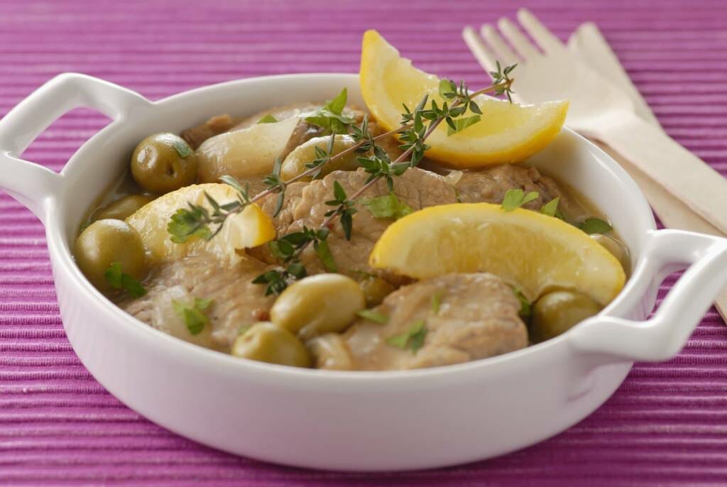 Sauté de veau au citron et olives