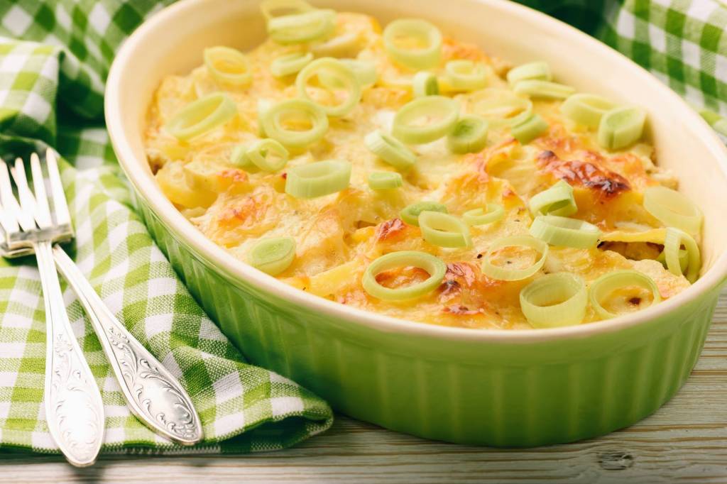 Gratin de poireaux et de poulet