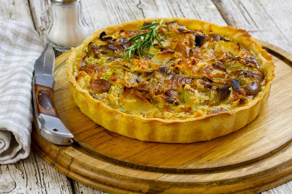 Quiche aux poireaux et magrets fumés