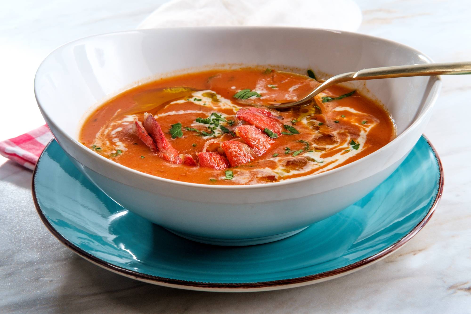 recette Velouté de homard crème fraîche cerfeuil bisque de homard