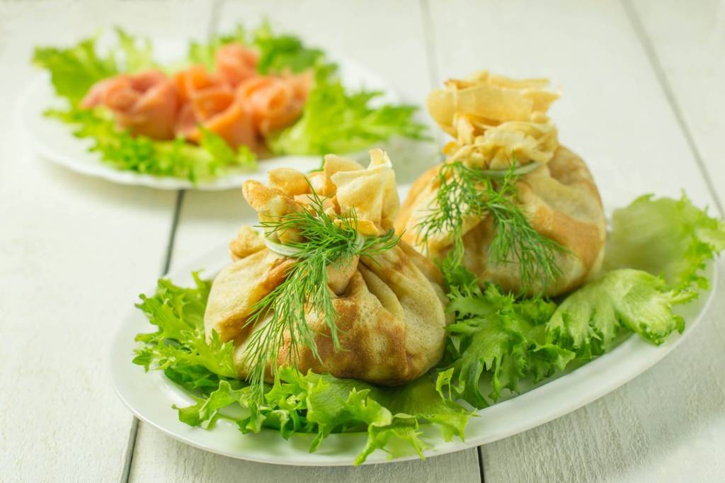 Aumônières au saumon et chèvre frais