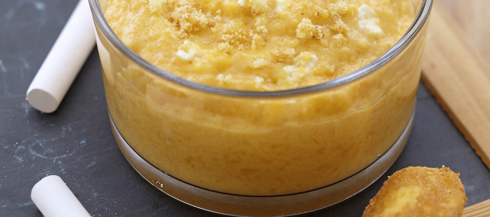 Compote de mangue au Carré Frais & madeleine un petit gouter en solo