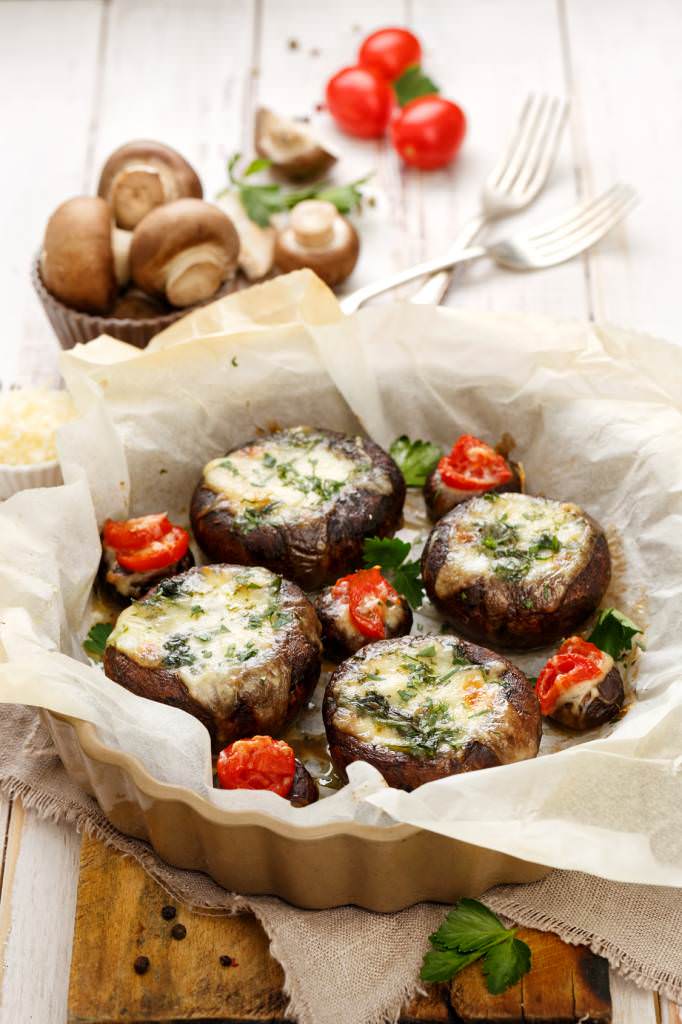 Champignons de Paris farcis mozza épinards