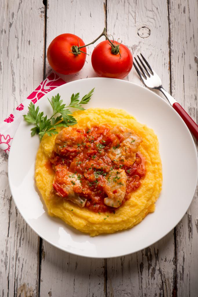 Cabillaud tomates et polenta