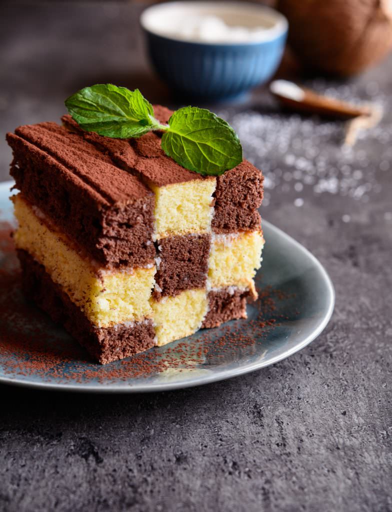 Cake damier chocolat vanille