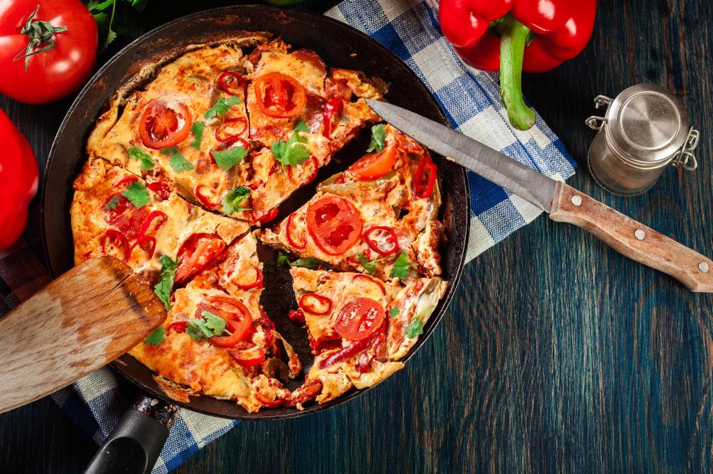 Omelette tomates, poivrons et chorizo