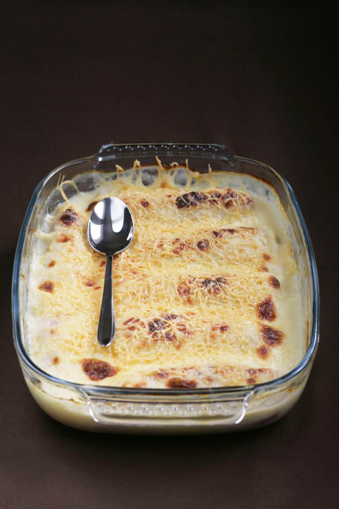 Gratin de poireaux au jambon