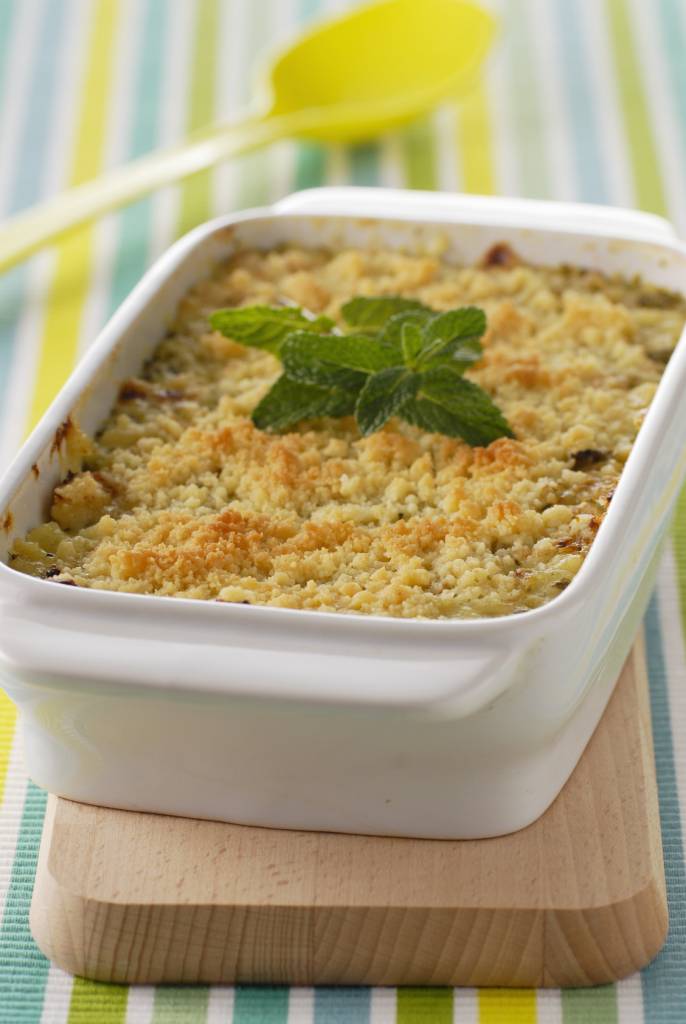 Crumble de courgette, chèvre et menthe