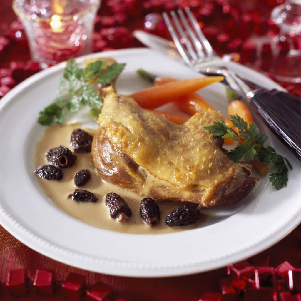 Cuisses de confit de canard sauce morille