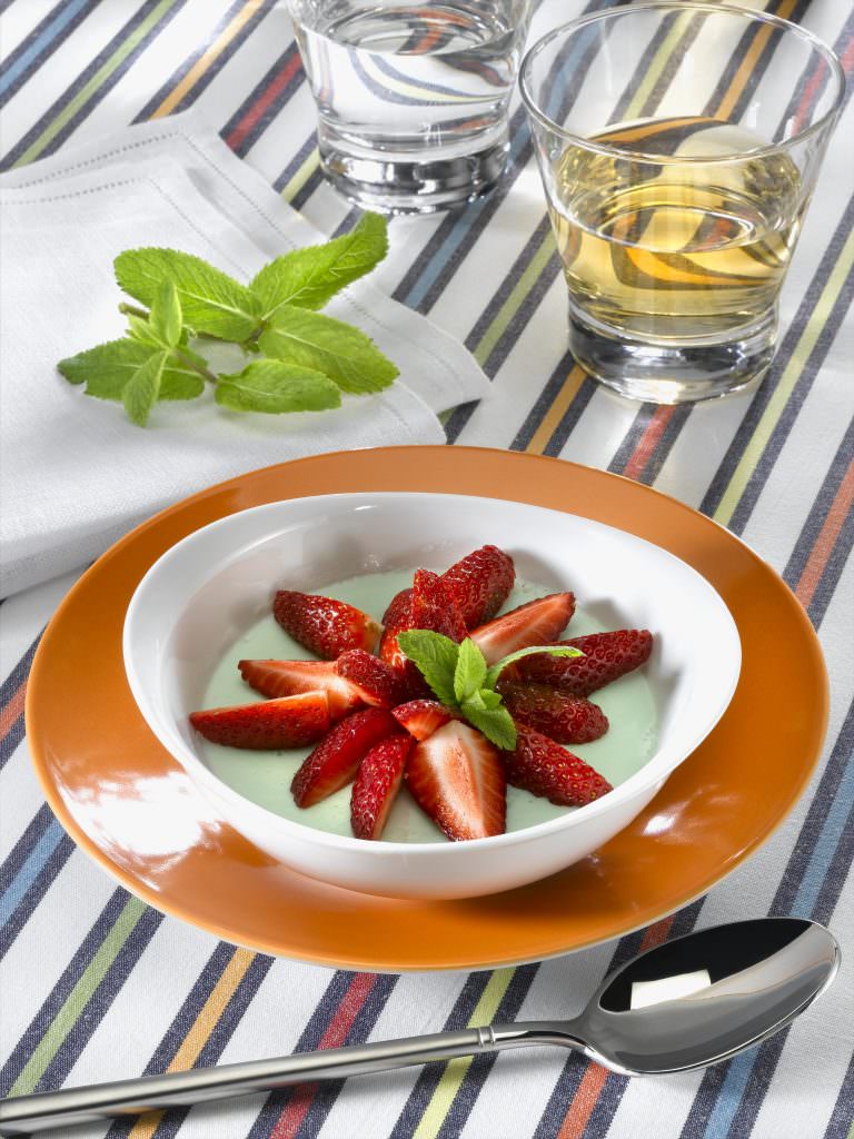 Panna cotta menthe fraises