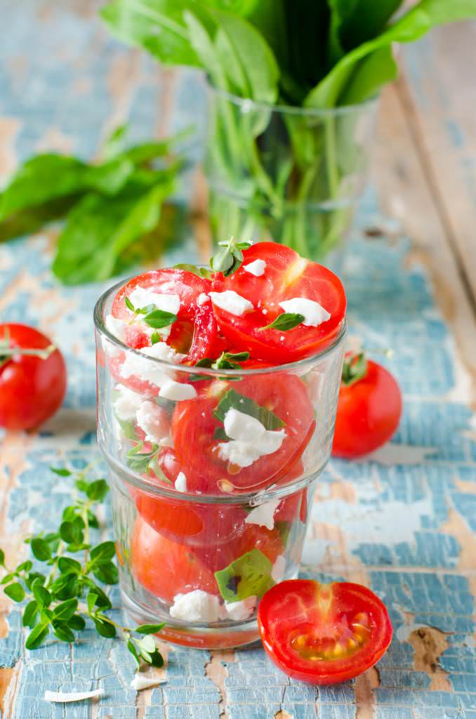 Verrine tomates féta aux herbes