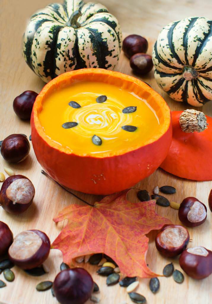Soupe potiron marrons