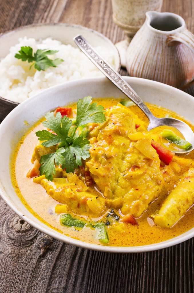 Curry de cabillaud au lait de coco