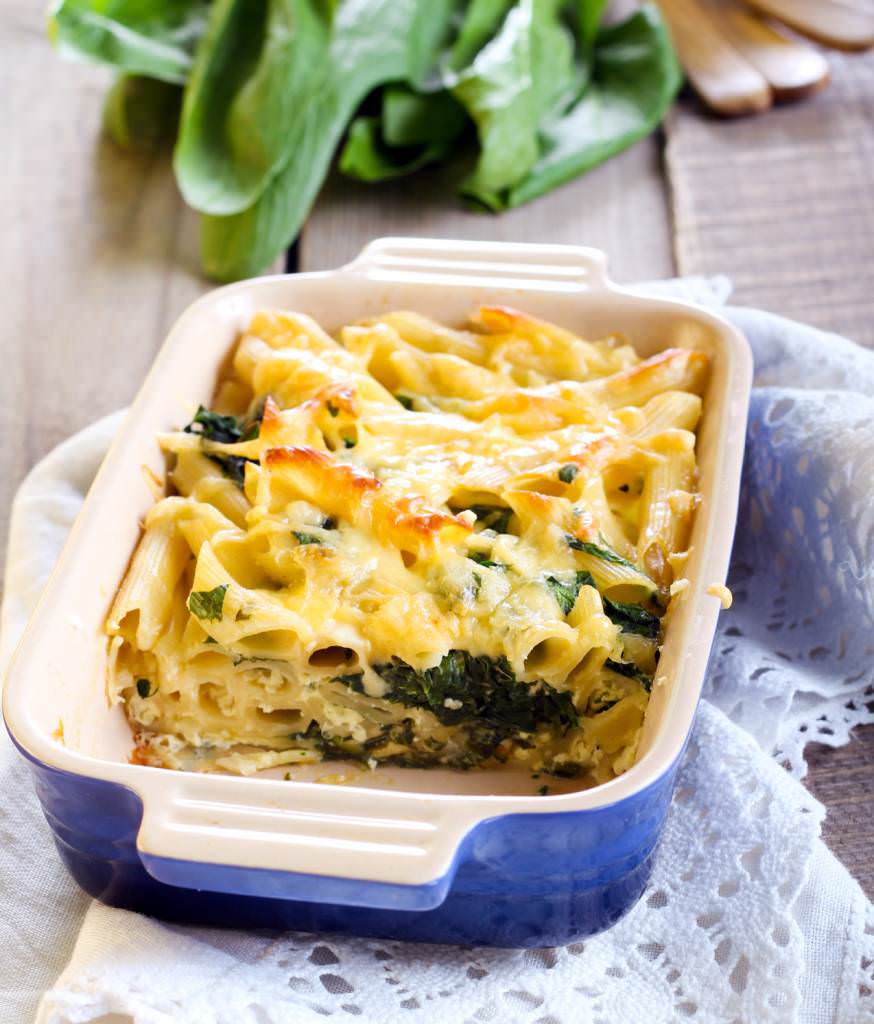 Gratin de macaronis aux épinards