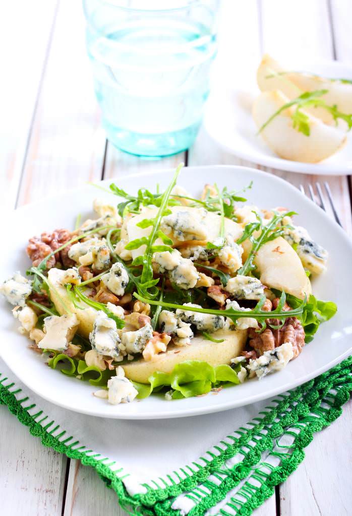 Salade aux poires et Roquefort