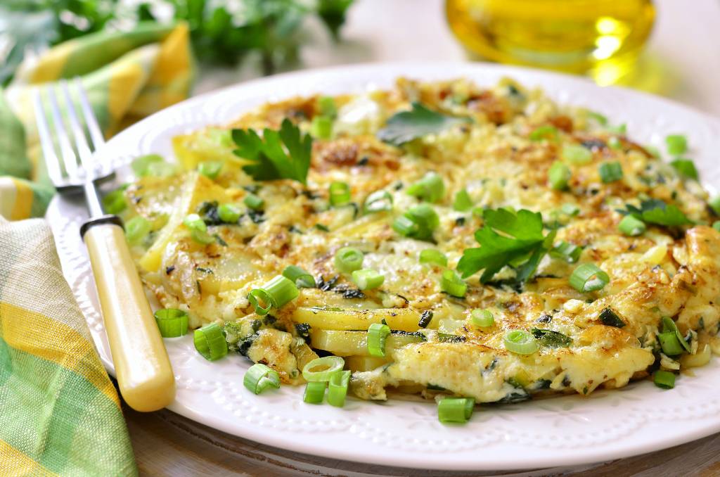 Omelette aux pommes de terre et ciboulette