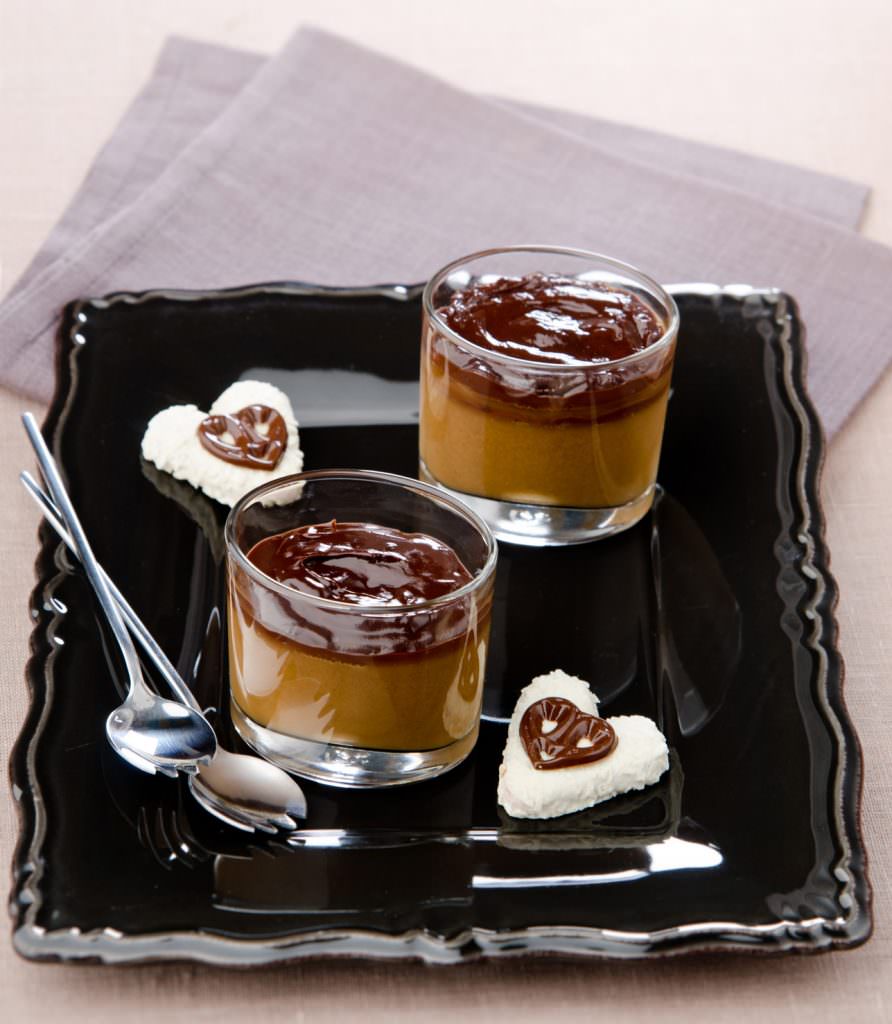 Panna cotta caramel et son coulis chocolat