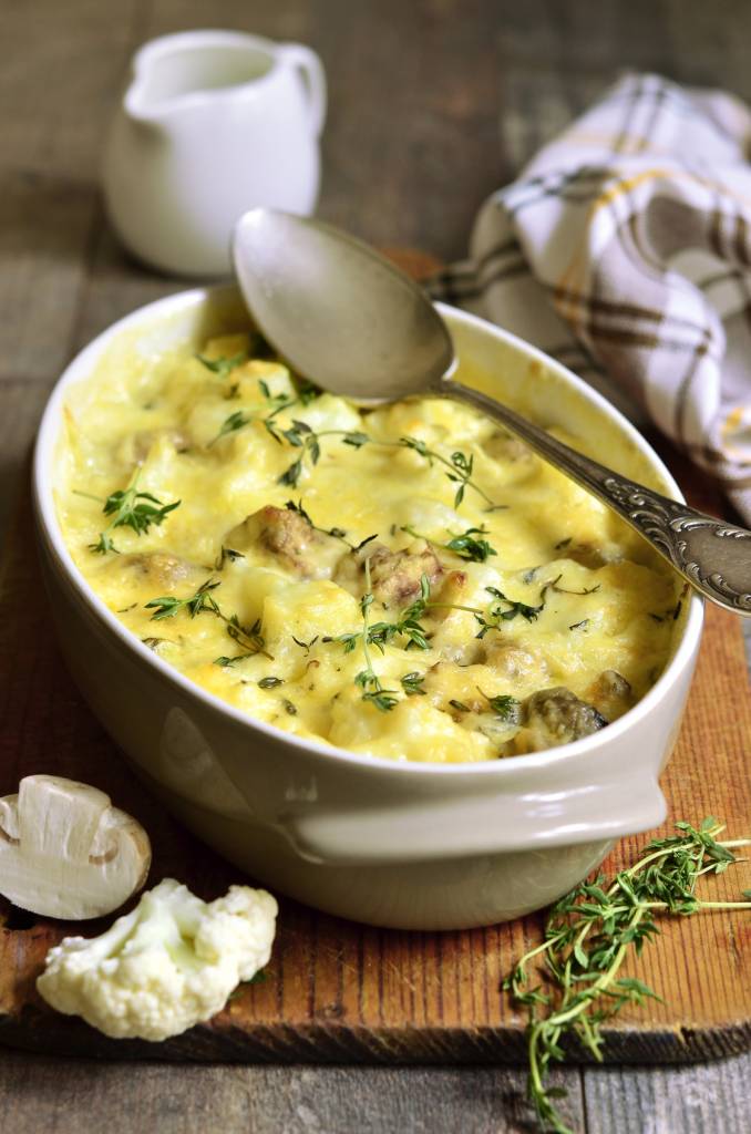 Gratin de chou fleur aux champignons