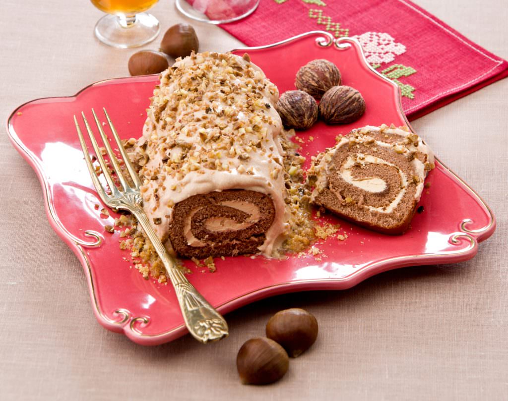 Bûche de Noël noisettes et marrons