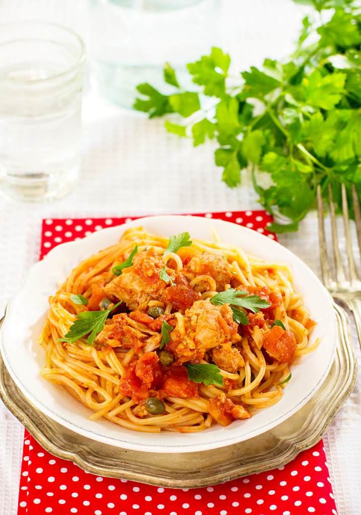 Spaghettis au thon et aux câpres