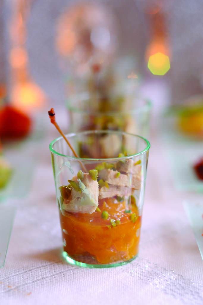 Verrines de foie gras et chutney de mangue