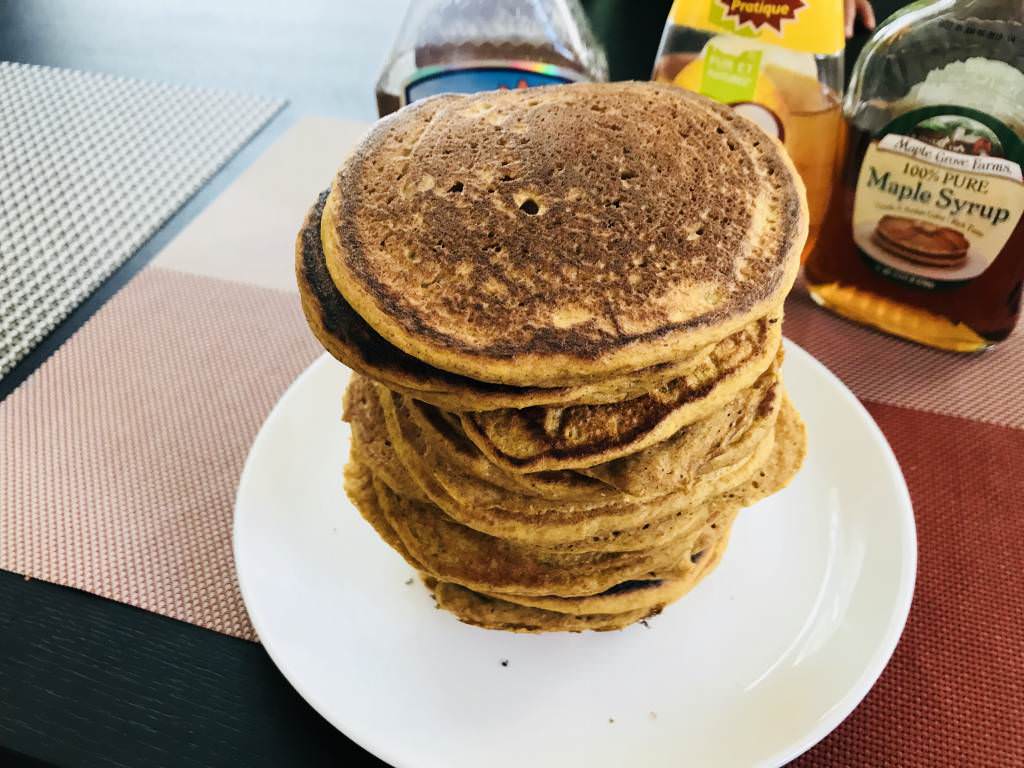 Pancakes au potiron et à la farine de blé complet