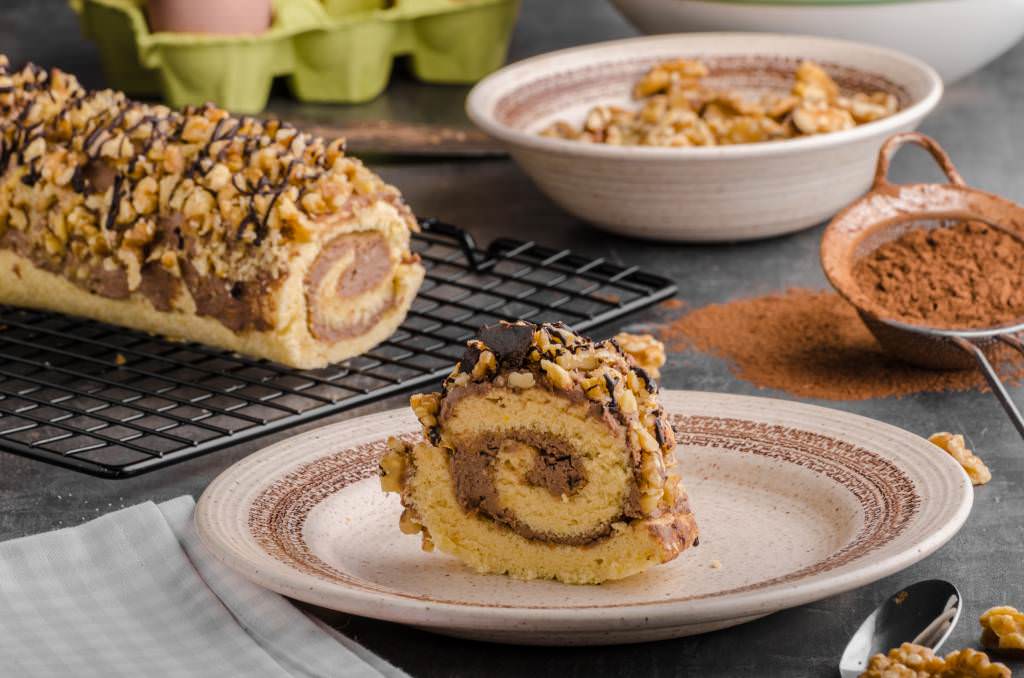 Roulé chocolat noisettes et noix