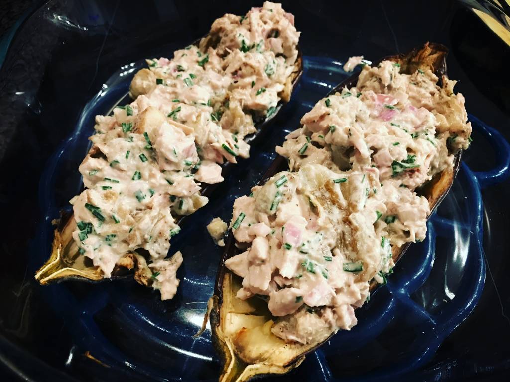 Aubergines farcies au thon diététique