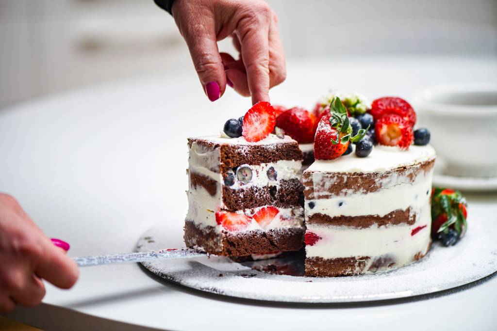 Gâteau chocolat, fraises et myrtilles, Mousse mascarpone